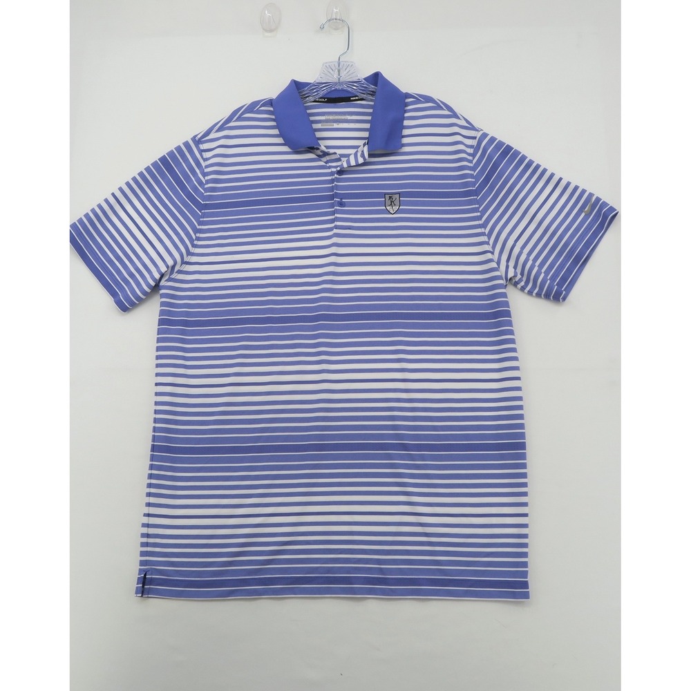 Nike Golf Mens XL Dri-FIT Striped Polo Shirt Blue White Tour Performance 585824